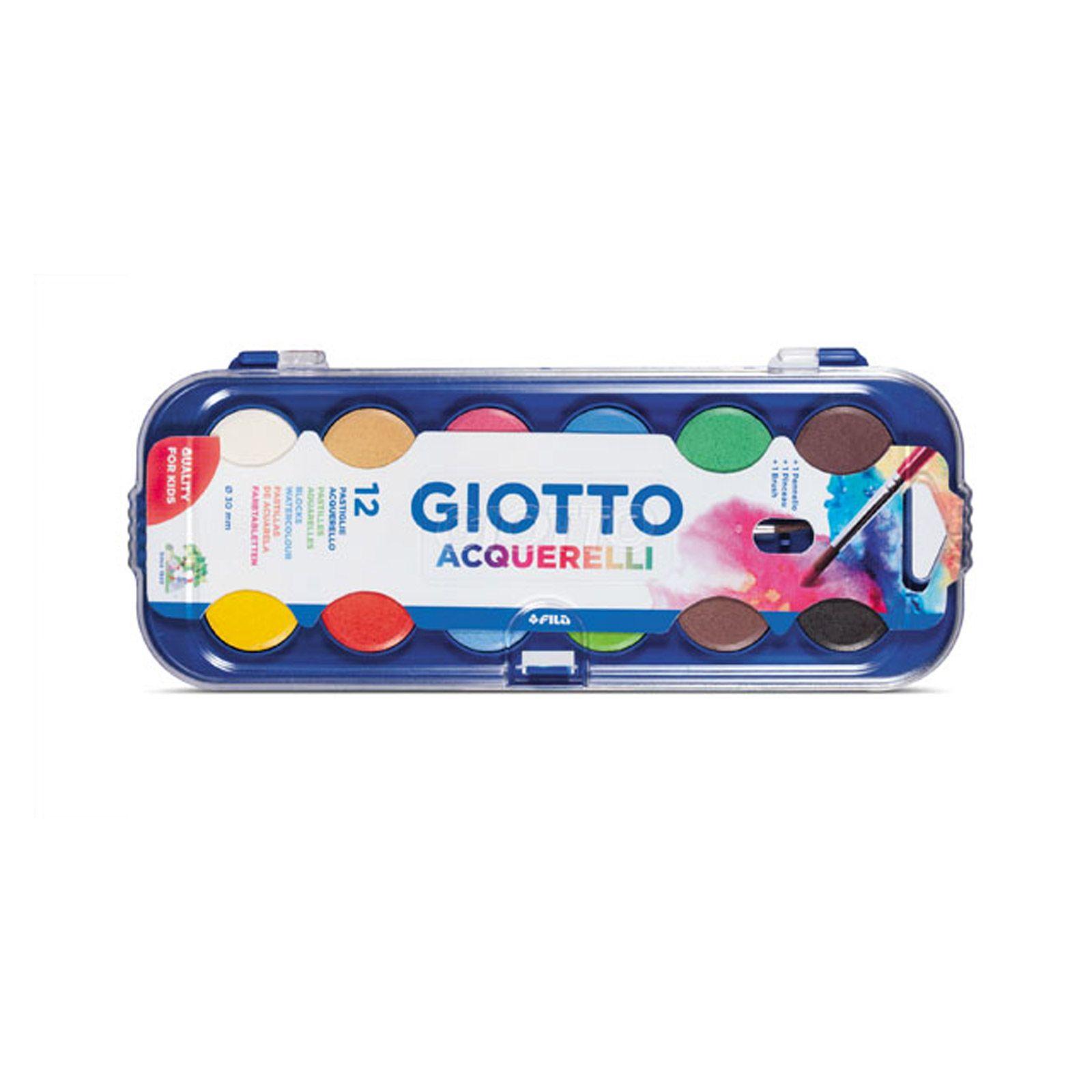 ACUARELA GIOTTO 30MM 12 COLORES + PINCEL